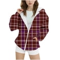 thumbnail image 3 of Ashirexll Girls Hoodies Pullover Zip Up Hoodie Girls 3-14 Years Winter Plaid Fashion Casual Velvet Fleece Lined Comfortable Long Sleeve Hooded Zipper Sweatshirt for Kids, 3 of 6