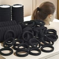 thumbnail image 2 of 40-Pack Seamless Cotton Hair Bands - Thick, High-Elastic Ponytail Holders & Headbands for Thick Hair (Black),hair ties hair accessories for women hair stuff halloween christmas&nbsp;gifts, 2 of 3