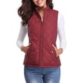 thumbnail image 2 of Xyxonk Puffer Vest Women Fall 2025 Quilted Jacket Zip-Up Sleeveless Outwear Vests Lightweight Stand Collar Coats With Pocket,Wine 2XL, 2 of 5