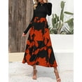 thumbnail image 3 of FreshPretty Womens Floral Maxi Dress Spring Summer Casual Crewneck Long Sleeve Ruffle Flowy Cocktail Wedding Guest Dresses, 3 of 7