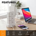 thumbnail image 3 of Honeywell Power Tower Modular Charging Station, 15 AC Outlets, 3 USB Ports (1 USB-A, 2 USB-C 20W PD), 900 Joules Surge Protector, 4ft Extension Cord, White, 3 of 9