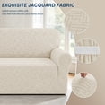 thumbnail image 5 of HUGNEO 1 Piece Stretch Sofa Cover, Jacquard Slipcover with Elastic Bottom, Washable & Pet Friendly Furniture Protector for Sofa, Beige, 5 of 11