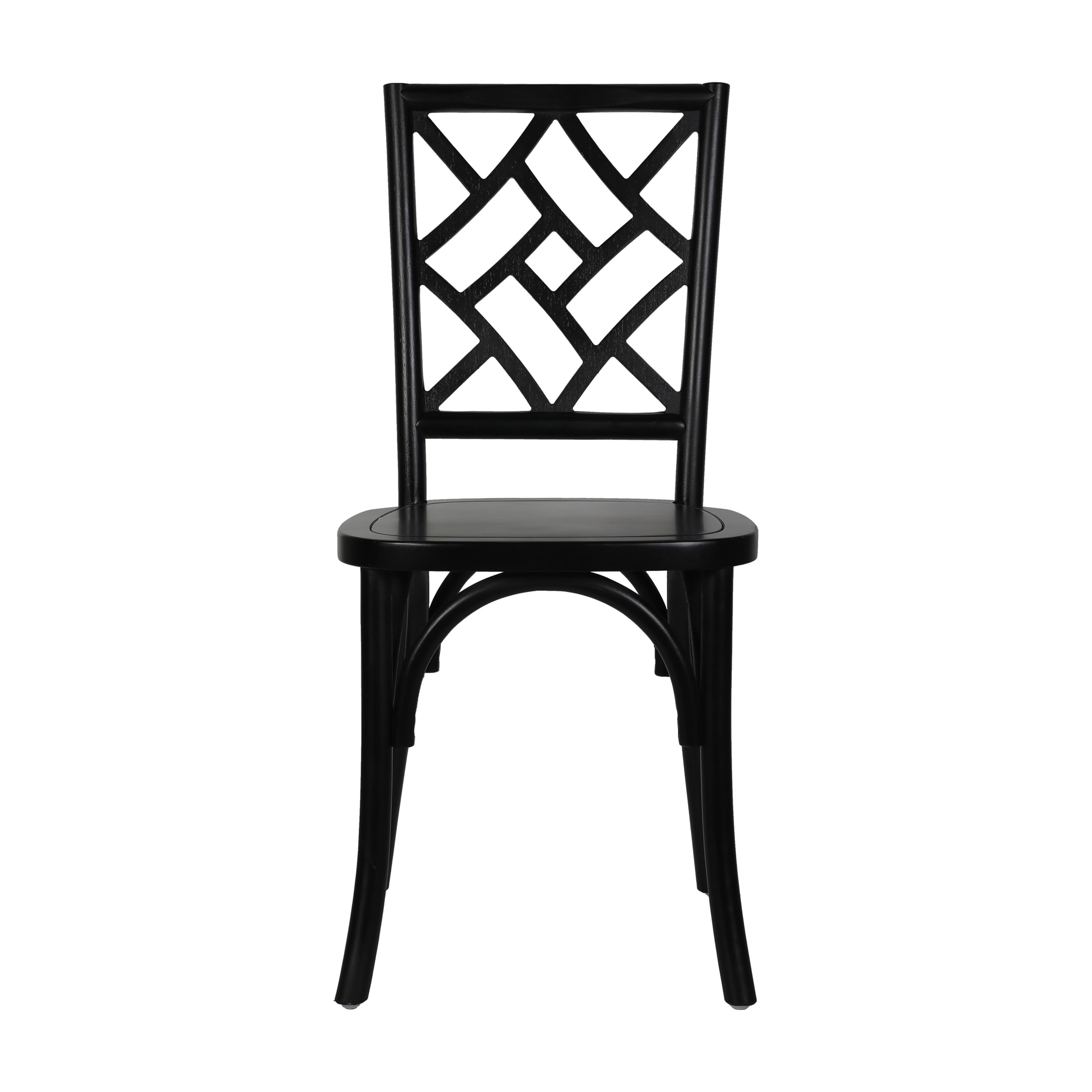 Merrick Lane Solid Wood Dining Chair with Stackable Design, Ornate Seat Back Accenting, and Elegant Finish in Black