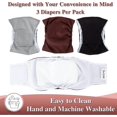 thumbnail image 2 of Washable Male Dog Diapers(3 Pack) Reusable Belly Band For Male Dogs,Strong Water Absorption-Black-Brown-Gray-M, 2 of 4