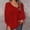 Red, variant on AXXD Womens Dressy Tops Black Basic Summer 2024 Casual Shirt Solid Long Sleeve Solid V-Neck BUttons Pullover Blouse Tops