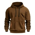 thumbnail image 3 of Hoodies for Men Sevevn Men's Hoodie Casual Sports Hoodie Top Arm Pocket Zipper Hoodie Solid Color Men's Hoodie Brown L, 3 of 3