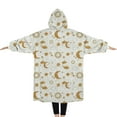 thumbnail image 2 of Oversized Wearable Blanket Hoodie,White Gold Sun Moon Cloud Pattern Sherpa Blanket Hoodie with Super Pockets,Super Warm Fuzzy Pullover for Women & Men, 2 of 6