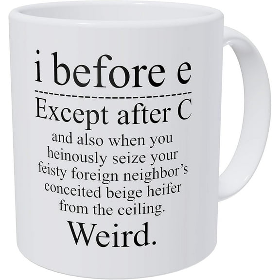 Grammar I Before E, Except After C And Also When You Heinously, Weird 11 Ounces Funny Coffee Mug GN9GJF
