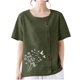 thumbnail image 4 of Vestidos Casuales Para Mujer, Blusas De Mujer De Moda Blusa informal de lino con cuello redondo, manga corta y botones para mujer, 4 of 7