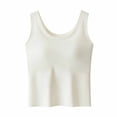 thumbnail image 2 of Roncen Women's Seamless Bulit-in-Bra Tank Tops Versatile Solid Crewneck Summer Sleeveless Going Out Casual T-Shirts, 2 of 7