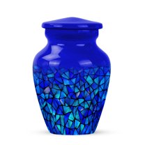 JAGASY Blue Urn for Ashes Adult Male & Female - Small Urns for Human Ashes Keepsake - Miniature Cremation Urns for Mother - Tiny Urn for Mom & Dad - (3 Inch)