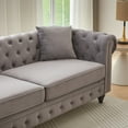 thumbnail image 5 of Velvet 2-Piece Living Room Set, Chesterfield 3-Seater Sofa & Modern 6-Seater Cloud Couch with Rolled Arms, Double-Brushed Velvet, High-Density Foam Cushions, Sturdy Pine Frame - Grey, 5 of 6