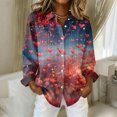 thumbnail image 2 of Dwralegc Valentines Shirt for Women Long Sleeve Collared Clothes Lightweight Plus Size Heart Graphic Tops Plus Casual Holiday Shirts Dark Blue S, 2 of 5