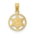 thumbnail image 3 of 14k Yellow Gold Star of David in Circle Frame Pendant Charm, 3 of 4