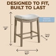 thumbnail image 4 of ROME + OAK Parker 26" Backless Saddle Kitchen Counter Stool, Reclaimed Oak,Ash Grey Fabric, 4 of 13