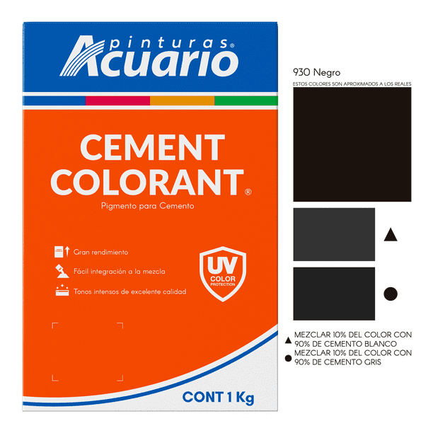 Pigmento Para Cemento Pinturas Acuario Cement Colorant 1 Kilo Cemento Negro