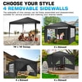 thumbnail image 6 of COBIZI 10x10 Pop up Canopy with Sidewalls Waterproof Outdoor Canopy Gazebo Anti-UV Instant Foldable Canopy Tent for Party with Carry Bag,Dark Black, 6 of 10