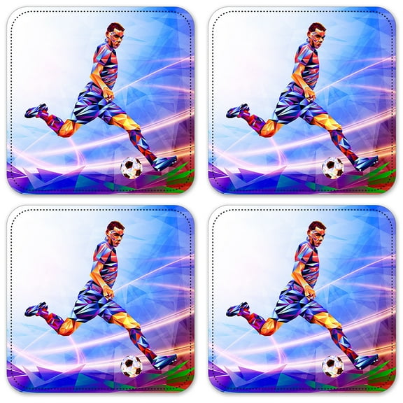 Vinyl Drink Coasters - Set of 4 - Colorful Soccer Player