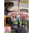thumbnail image 4 of Outdoor Tablecloth with Umbrella Hole and Zipper, Valentine's Day Square Table Cloth 54x54 Inch Waterproof Tablecloth, Funny Dogs Love Roses Spring Pink Plaid Picnic Table Cover for Patio Camping, 4 of 7