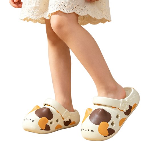Kids Paw Print Clog Sandals, Thick Sole -On Summer Shoes, Cute Cartoon Indoor Outdoor Slippers for Boys and Girls