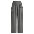 thumbnail image 7 of ZHYou No Boundarie Womens High Waisted Wide Leg Cargo Pants with Pockets Stretch Elastic Waist Loose Fit Casual Summer Pull On Pants Gray Size M, 7 of 7