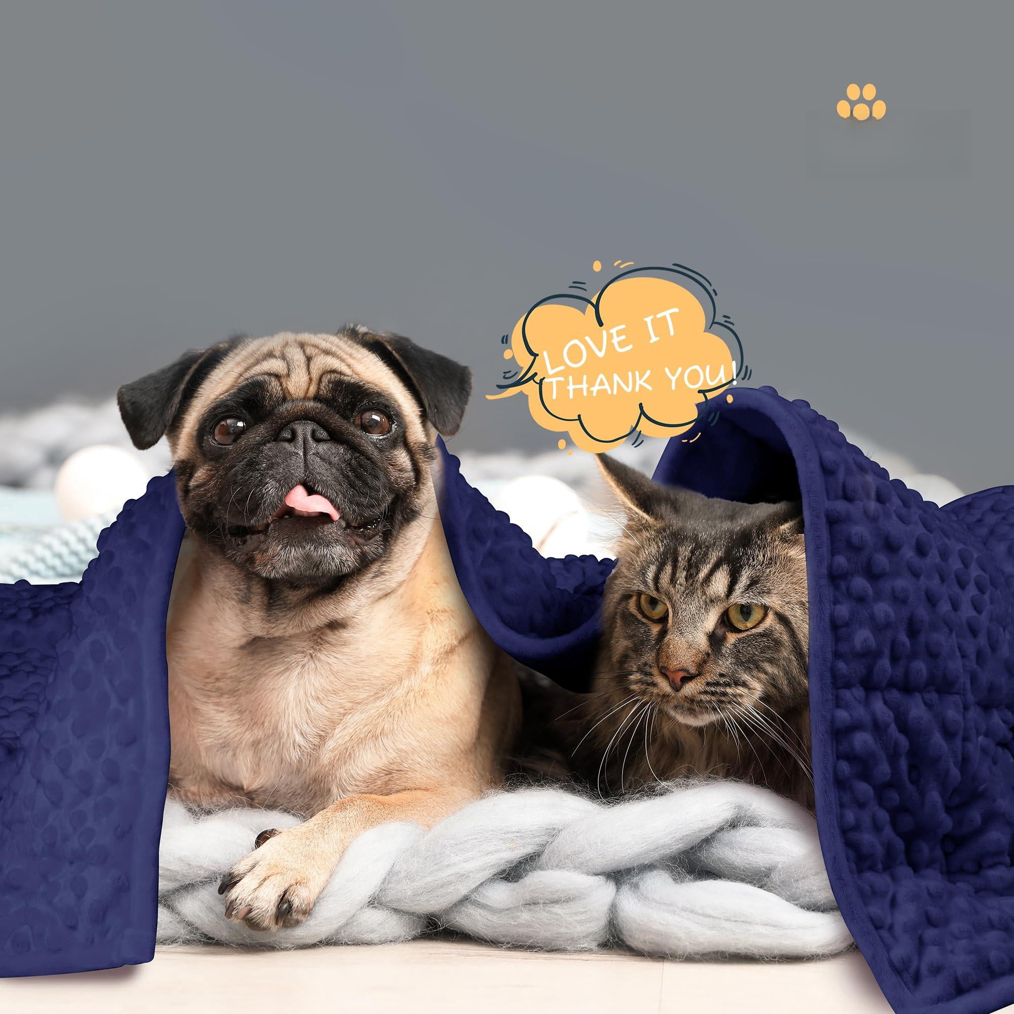 Weighted Blanket For Pets | Thunder Dogs Anxiety Premium Soft Minky Relaxation & Calming Anti Used In Car  Bed Couch Dark Blue Washable Medium (32"x40")