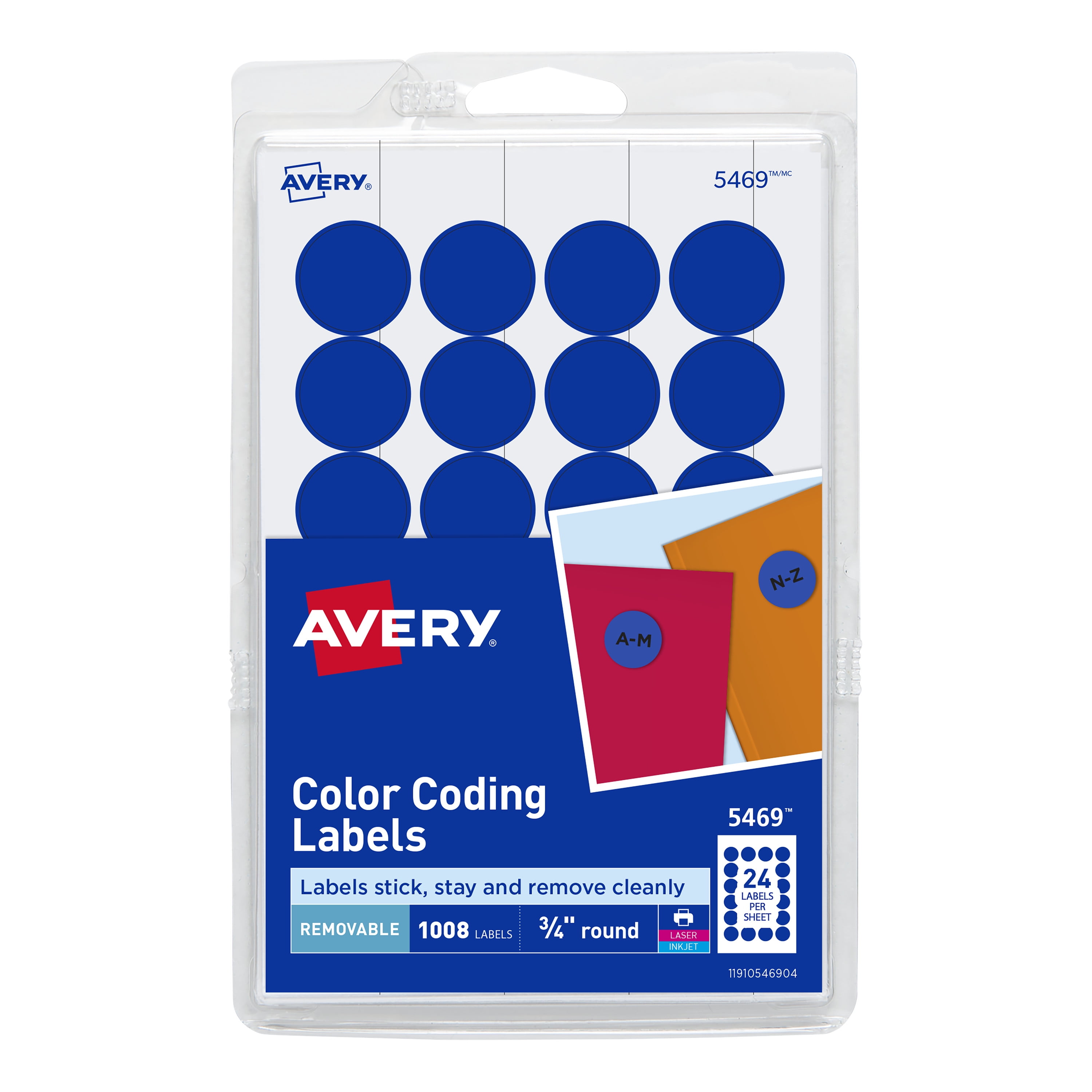 0.75 Inch Assorted Removable,Pack of 315 Avery Round Color Coding Labels New 