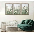thumbnail image 4 of 3 Pcs Sage Green Wildflowers Canvas Wall Art Neutral Minimalist Abstract Boho Floral Botanical Painting Pictures Wall Decor Poster Print Artwork for Living Room Bedroom Home Decoration, 4 of 7