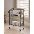 thumbnail image 2 of Pilaster Designs - Metal Free Standing Towel Rack Stand with Shelf - Coffee Brown Finish, 2 of 4