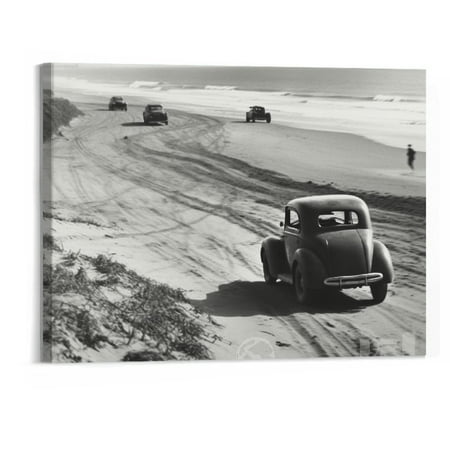 Orinice vintage posters,Stock Car Racing on the sandy beaches of Daytona Florida Wall Art Wall Decor Canvas Poster Prints Pictures Living Room Decor Room Decor Home decor 20x16inch) 20x16in