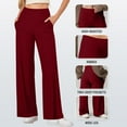 thumbnail image 5 of ManxiVoo Women's High Waisted Ribbed Flare Leggings Yoga Pants with Wide Leg Lounge Trousers for Women Buttery Soft Comfy Everyday Wear M Size Wine, 5 of 8