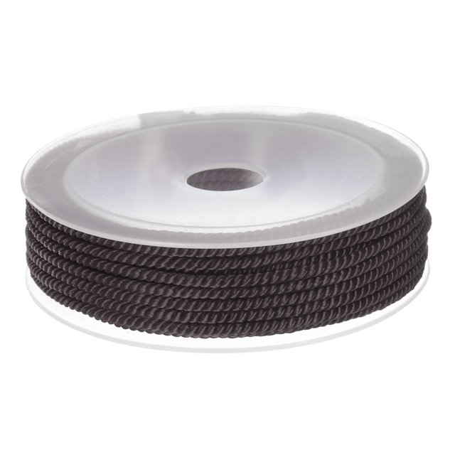 Unique Bargains Twisted Nylon Twine Thread Beading Cord 3mm 7M/23 Feet Extra Strong Braided Nylon String, Deep Coffee