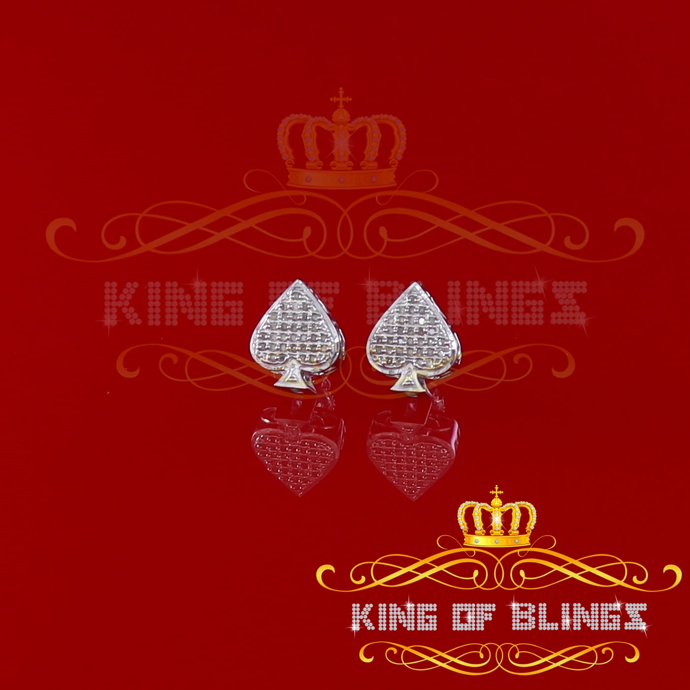 King of Bling's 925 Sterling Silver White 0.15ct Diamond For Women's / Men's Stud Heart Earring