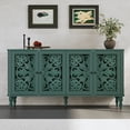thumbnail image 3 of HLR 63"W Mid Century Accent Cabinets, Sideboards Buffets Cabinet with 4 Doors Storage for Dining Room, Green, 3 of 9