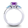 thumbnail image 4 of 2.50 Ct Sparkle Round Shape Amethyst & Blue Topaz Gemstone Anniversary Ring for Women Solid 14K White Gold Size 3.5 by Diamond-Capitals, 4 of 8
