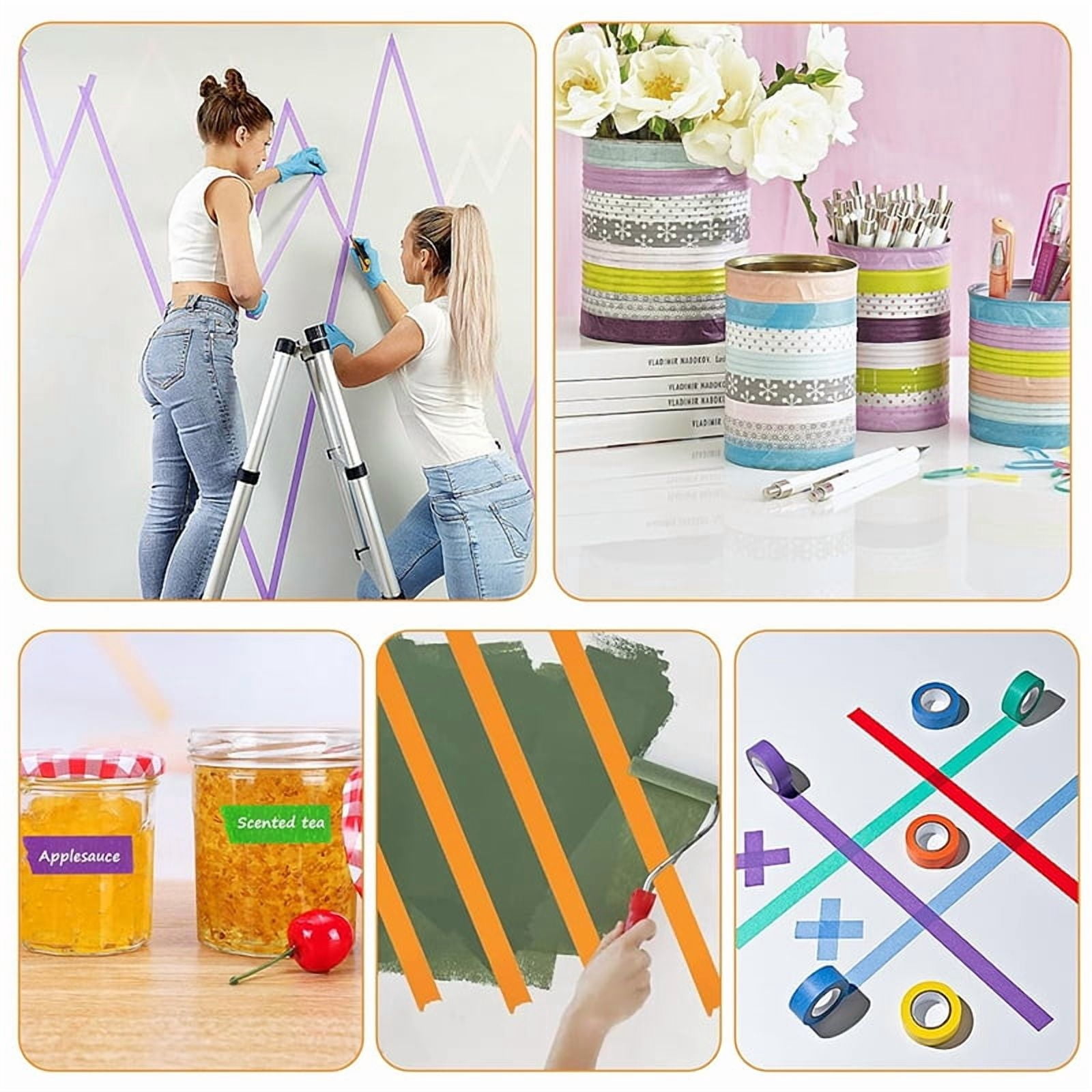 8 Rolls Colored Masking Tape Rainbow Colors Painters Tape Colorful Craft Art Paper Tape for Kids Labeling Arts Crafts DIY Decorative Coding Decoration Teaching Supplies