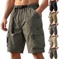 thumbnail image 2 of Men's Fishing Cargo Shorts Quick Dry Work Shorts 9" Lightweight Outdoor Hiking Short Pants with Built-in Belt, Summer Utility Shorts with 6 Pockets & Keyring, 2 of 8