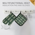 thumbnail image 4 of Yayeee Oven Mitts and Pot Holder Set of 2 Heat Resistant Kitchen Gloves Baking Hot Pad, Dark Green Leaves, 4 of 5