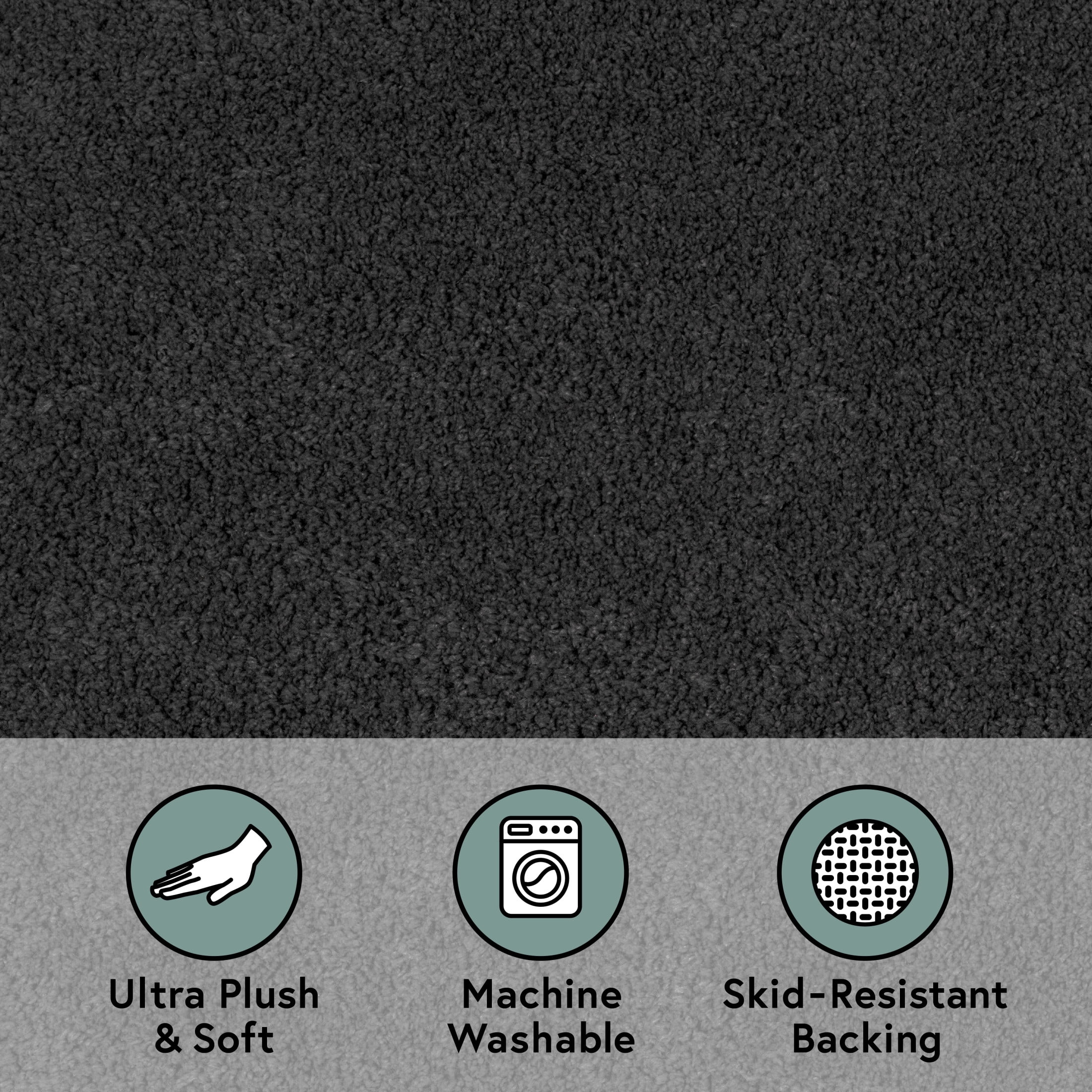 Better Homes & Gardens Ultra Soft Polyester Bath Rug, 23" x 39", Dark Grey