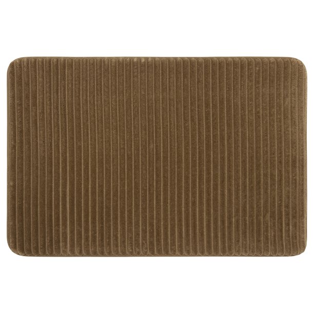 Mainstays Performance Ribbed Quick Dry Foam Bath Mat, 17" X 24", Acorn