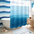 thumbnail image 5 of No Hook Shower Curtain with Built-in Rings - Sky Blue White Brush Stroke Textured Washable Waterproof Fabric Bathroom Curtains for Hotel,Rentals, 60 X 72 Inch Long , Abstract Modern, 5 of 9