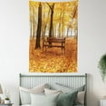 thumbnail image 4 of Rustic Tapestry, Rustic Bench in Orange Pale Autumn Park Mist Day November Love Fall Season Photo, Wall Hanging for Bedroom Living Room Dorm Decor, 60W X 80L Inches, Orange Brown, by Ambesonne, 4 of 5