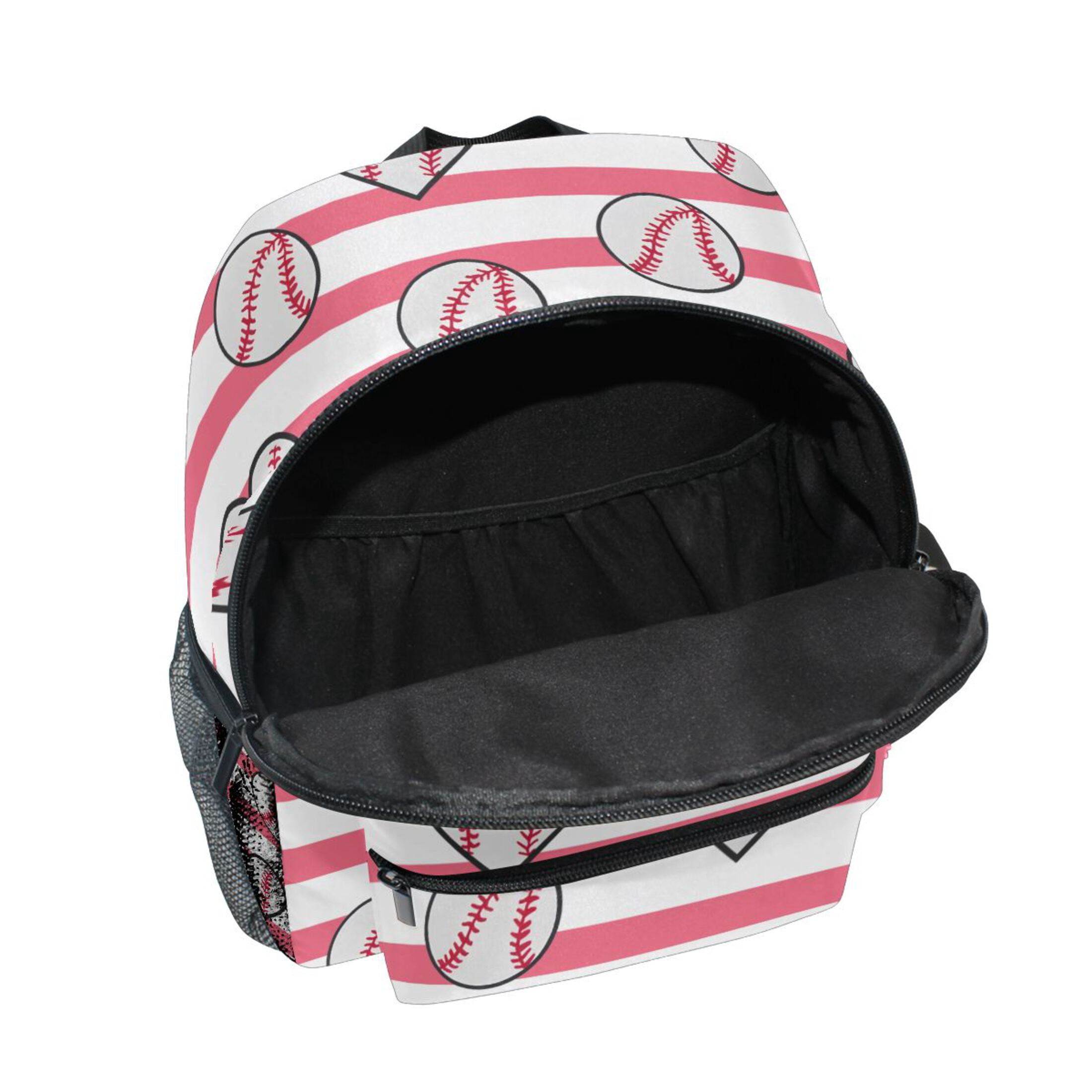 Baseball Stripes Pattern Mini Backpack Cute Small Backpack with Chest Strap and Whistle Ages 3-8