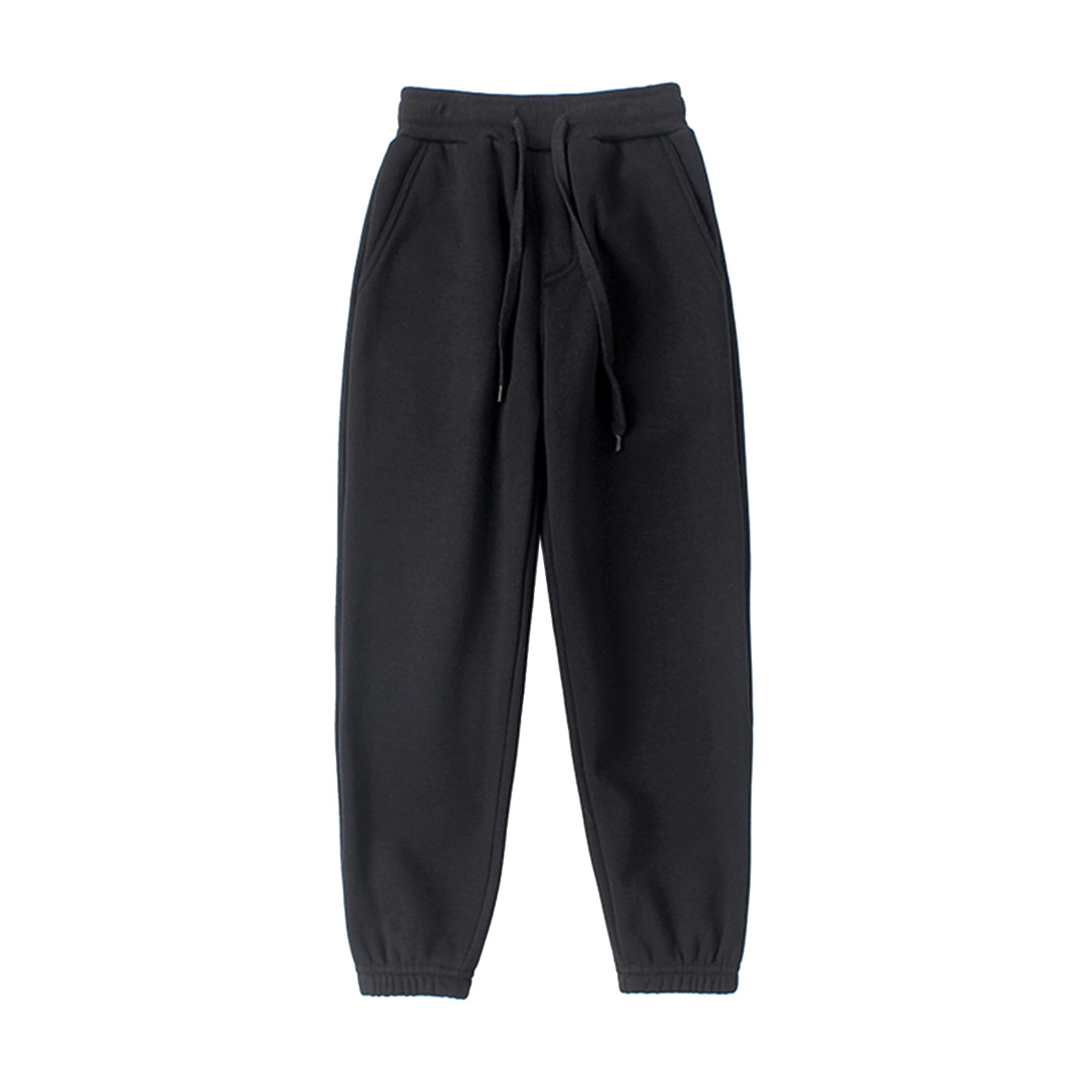 Lmnyox Kids Sweatpants Elastic Waist Fleece Lined Winter Casual Athletic Pants Boys Girls Solid Joggers