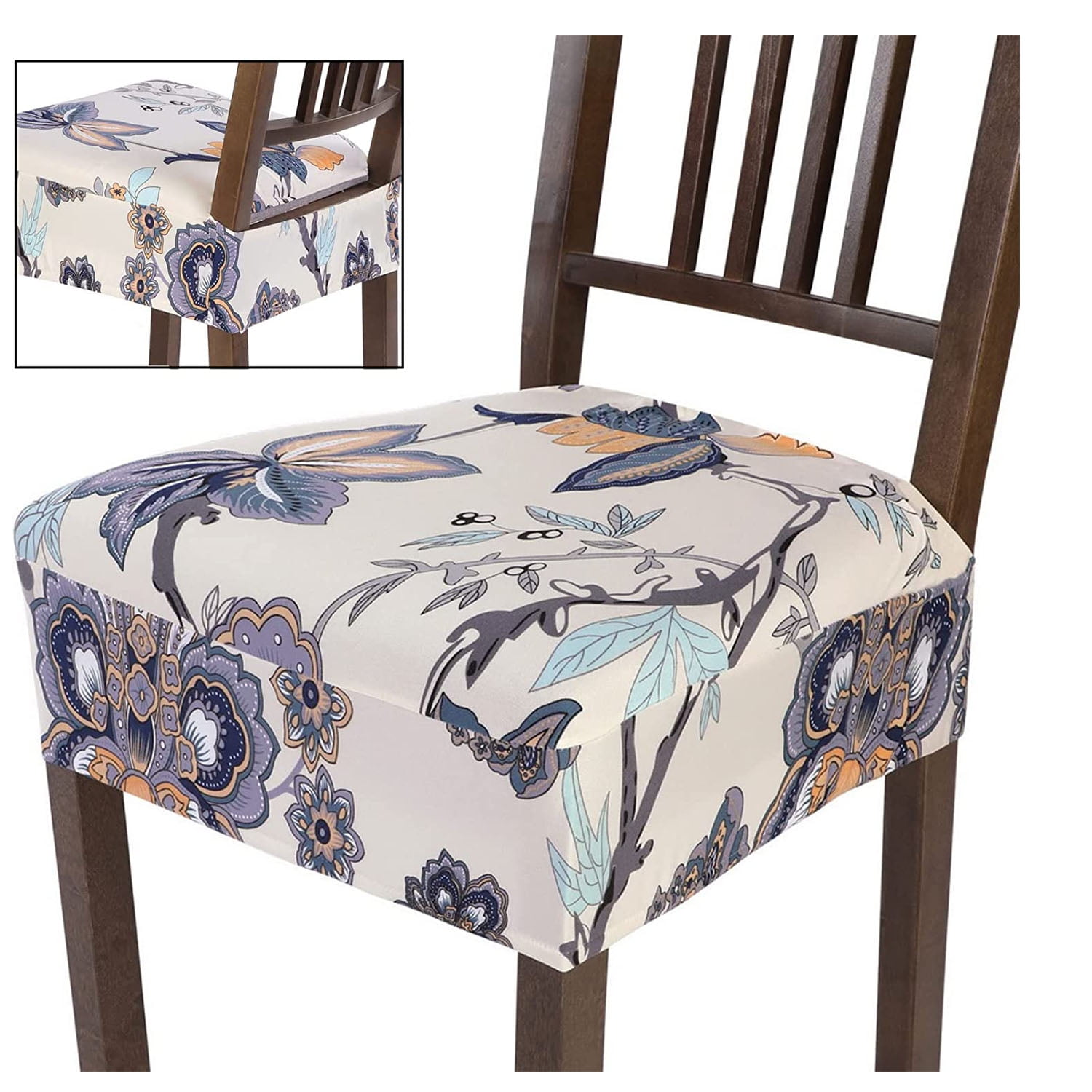 Stretch Dining Chair Seat Covers Set of 4, Soft Removable Washable Seat