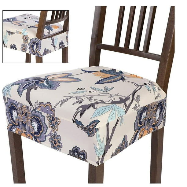 Stretch Dining Chair Seat Covers Set of 4, Soft Removable Washable Seat Covers for Dining Chairs