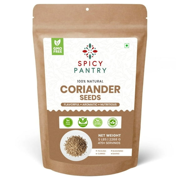 Spicy Pantry Whole Coriander Seeds – 5 lbs, Pure & Flavorful, Perfect for Cooking & Seasoning, Resealable Bag