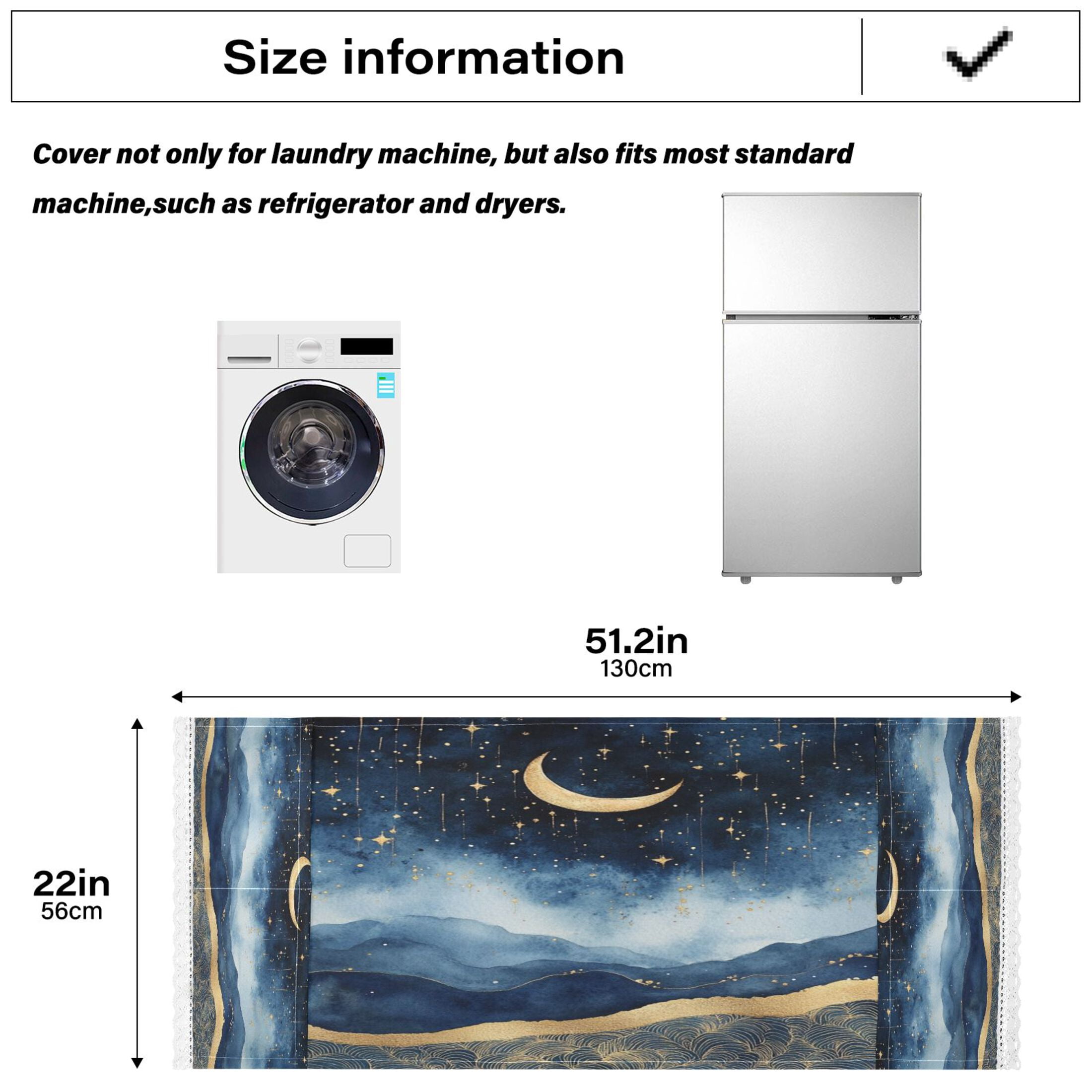 Washing Machine Cover 51.2x22in, Durable Polyester Dust Cover with Lace Trim and Side Pocket for Appliances Night Sky over The Sea