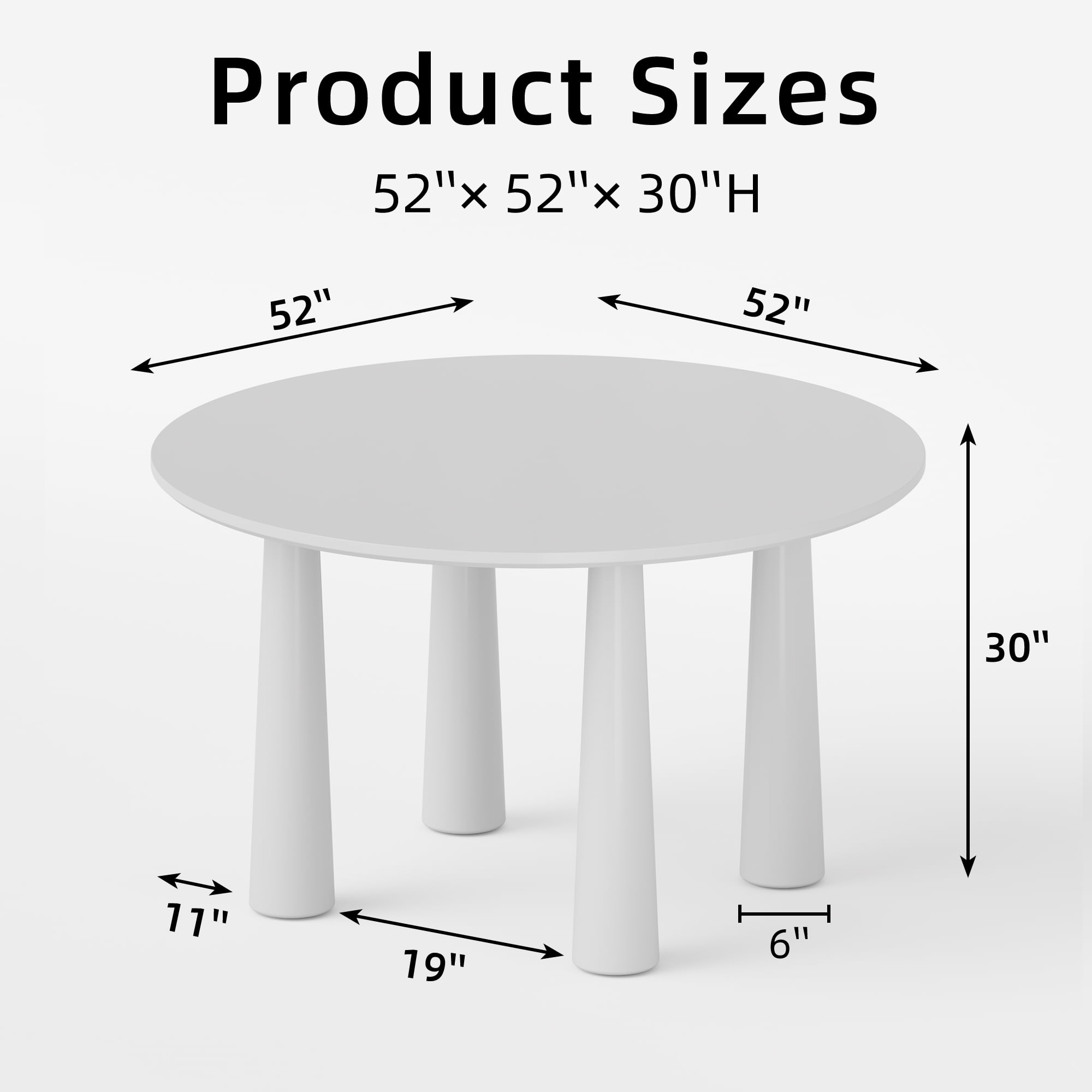MAYEERTY 52x52x30 Modern Round Dining Table, Mid-Century Wood Kitchen Table, Walnut ​