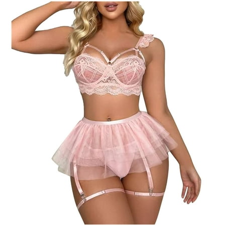

Tarmeek Women s Plus Size Sexy Lingerie Set Solid Color Lace Hollow See-through Large Size Sexy Lingerie Nightdress Thong Suit Sleepwear Bodysuit Sexy Lingerie for Women Naughty Role Playing